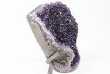 10.1" Dark Purple Amethyst Geode With Metal Stand - Uruguay - #200000-2